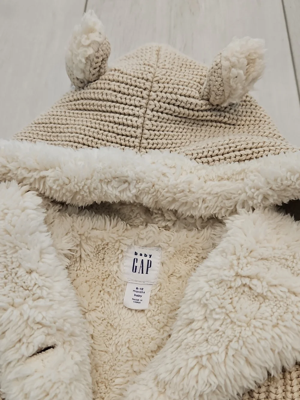Gap Bears Ears Knitted Sweater Jacket, Size 6-12 Months